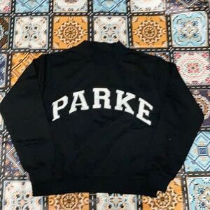 Parke Black Mock Neck Sweatershirt with white Varsity Logo size Large /XLarge